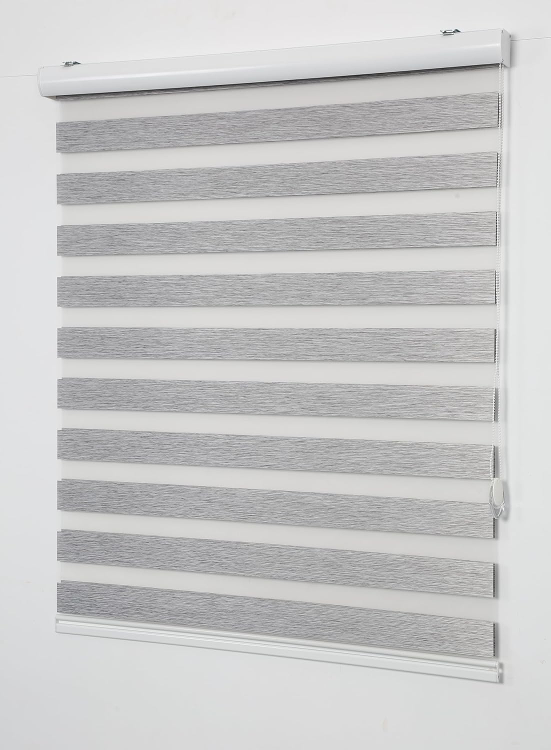 Shadesu Custom Size Zebra Blinds for Windows, 88" W x 72 H, Grey, Dual Layer Free-Stop Zebra Shades, Light Control for Day and Night, Sheer Blinds for Indoor Windows, Bedroom, Kitchen