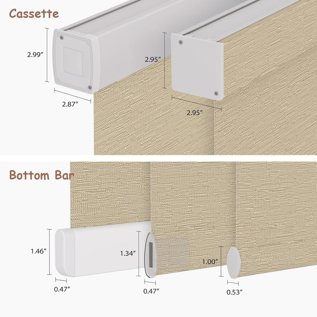 Motorized Roller Blinds with Remote, 100% Blackout Automatic Roller Shades for Bedroom, Bathroom, and Living Room, Customized Size, Golden Autumn Beige