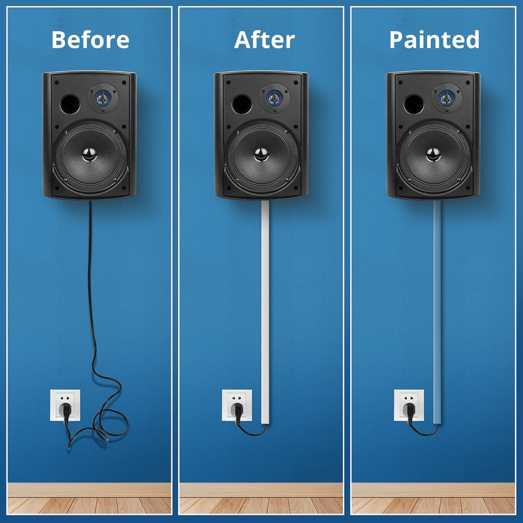 136in Cord Hider for Wall Mount TV, White Wire Covers for 1 Mini Cords, YCLYC 8Pack Cable Hider Kit, Paintable Power Wall Cord Cover, Wire Hiders for TV on Wall Cable Raceway - L17in W0.6in H0.36in