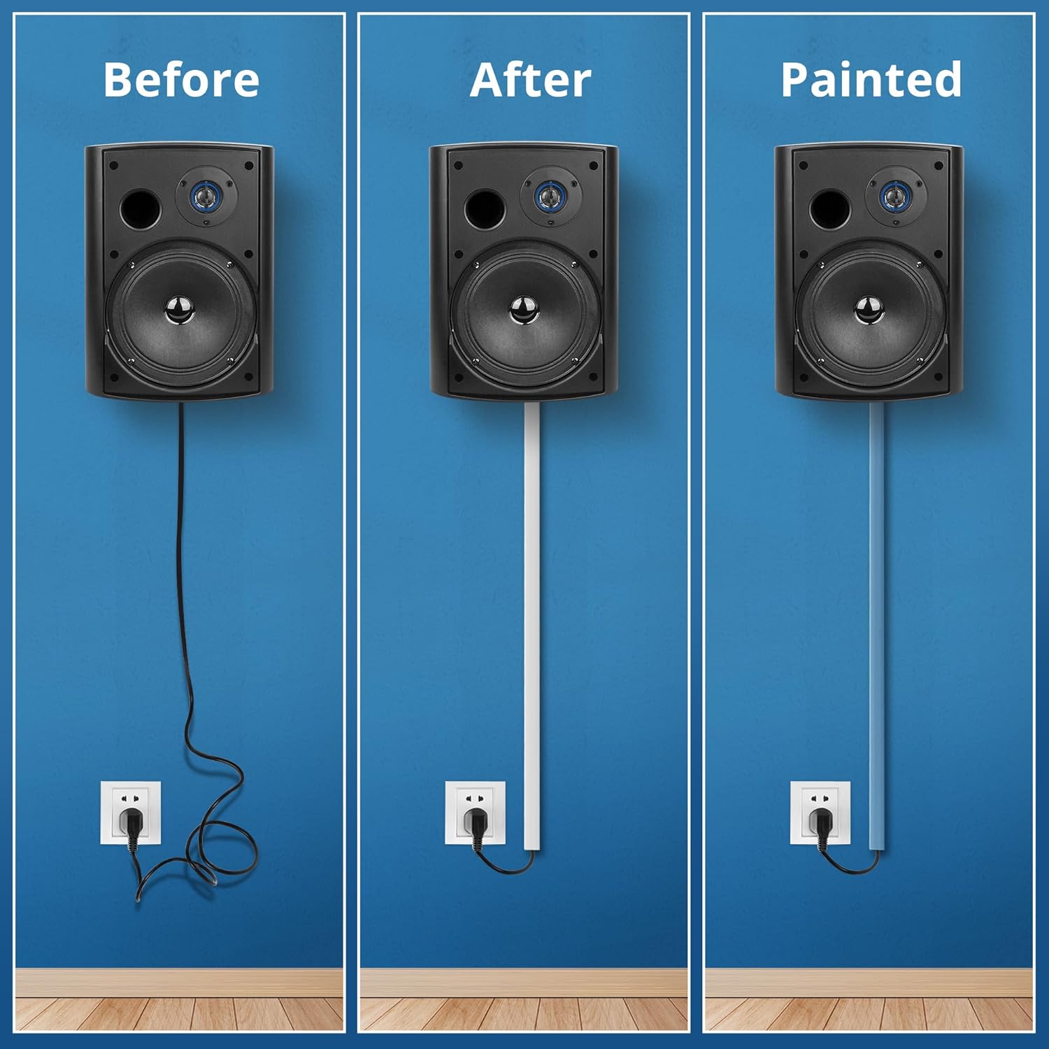 136in Cord Hider for Wall Mount TV, White Wire Covers for 1 Mini Cords, YCLYC 8Pack Cable Hider Kit, Paintable Power Wall Cord Cover, Wire Hiders for TV on Wall Cable Raceway - L17in W0.6in H0.36in