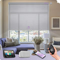 Graywind Motorized Silky Light Filtering Shades Compatible with Alexa Google Hardwired WiFi Smart Half Shading Remote Control Automated Blinds Electric Window Shades, Custom Size (Silky Silver Grey)