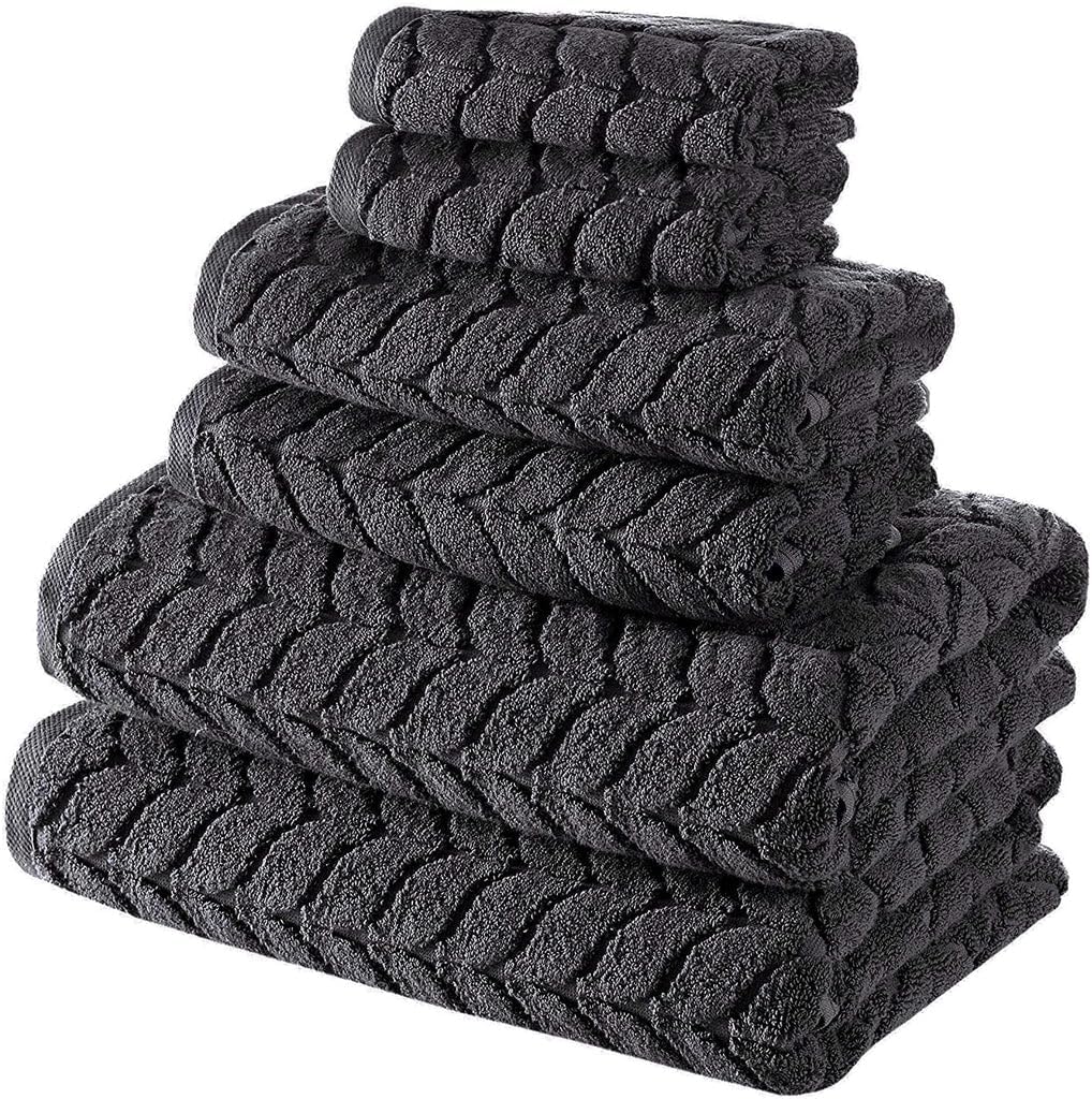 BAGNO MILANO Turkish Bath Towels, Soft Plush Jacquard Luxury Bath Towels, Quick Dry Towel Set (Charcoal, 4 Pcs Hand Towel Set)