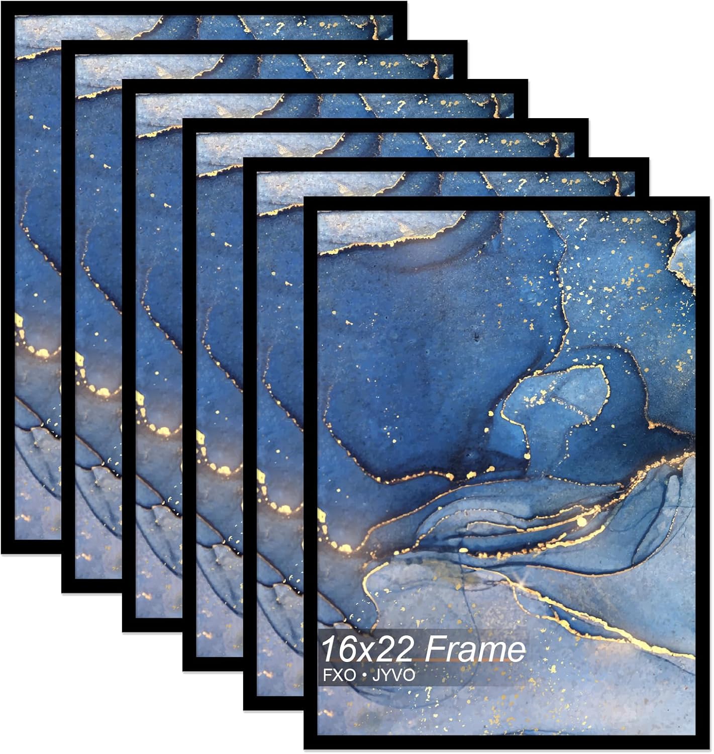 16x22 Picture Frame Set of 6, Black Frame for 16 x 22 Inch Picture Poster Photo, Light Weight and High Transparent 16 by 22 Frame for Wall - 6 Pack/Black/16 x22
