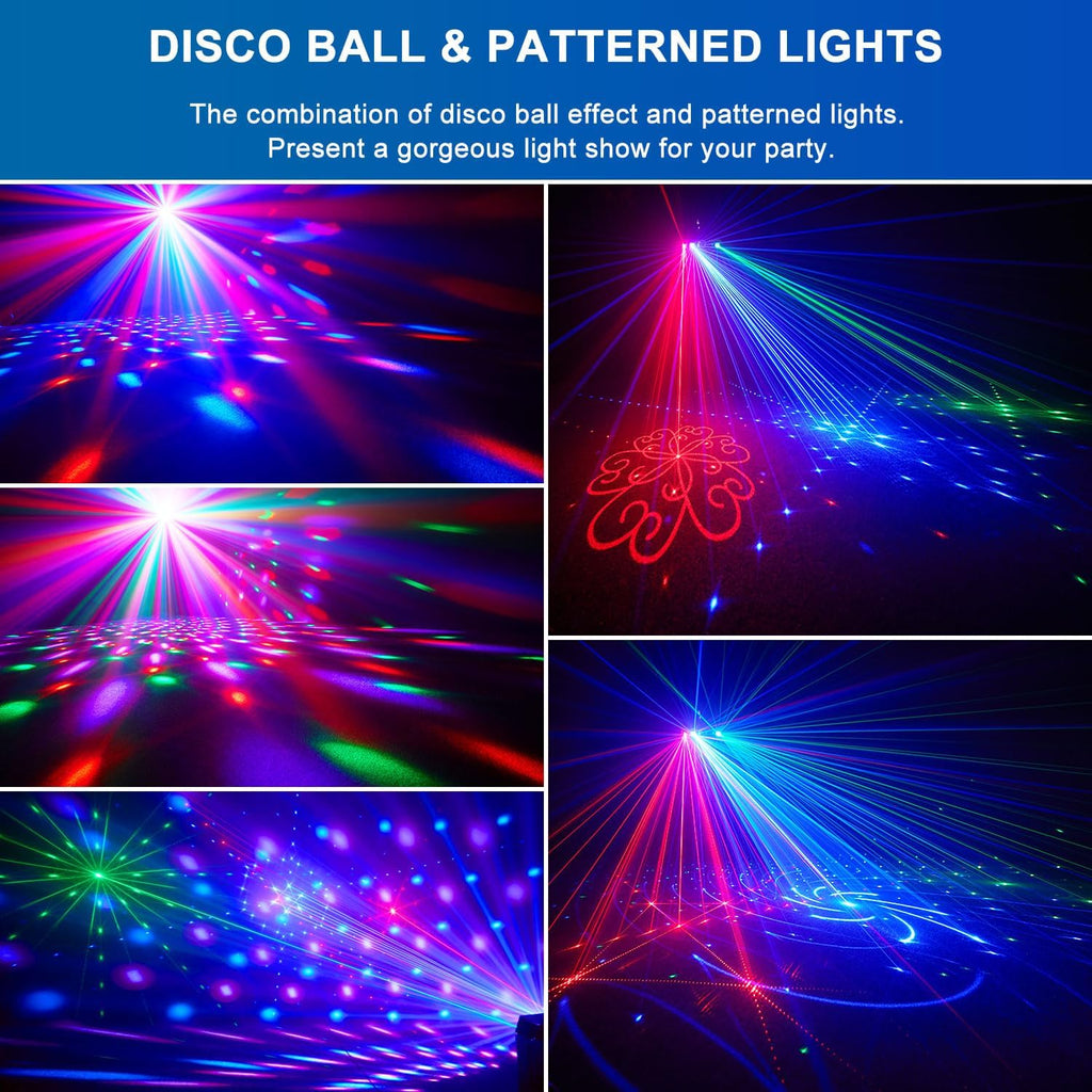 7 in 1 Dj Disco Ball Party Lights with DMX512 and Sound Activated LED Strobe Stage Lighting Show for Parties Indoor Dance Dj Party Karaoke Bars Clubs Christmas Halloween Decorations