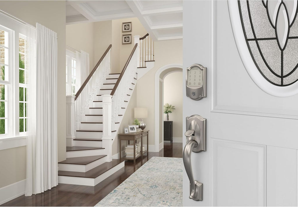 Schlage Encode Smart WiFi Deadbolt Lock for Front Door - Keyless Entry with App or Touchscreen - Works with Alexa, Hey Google, & Airbnb - Create Codes for Guests - Satin Nickel Silver