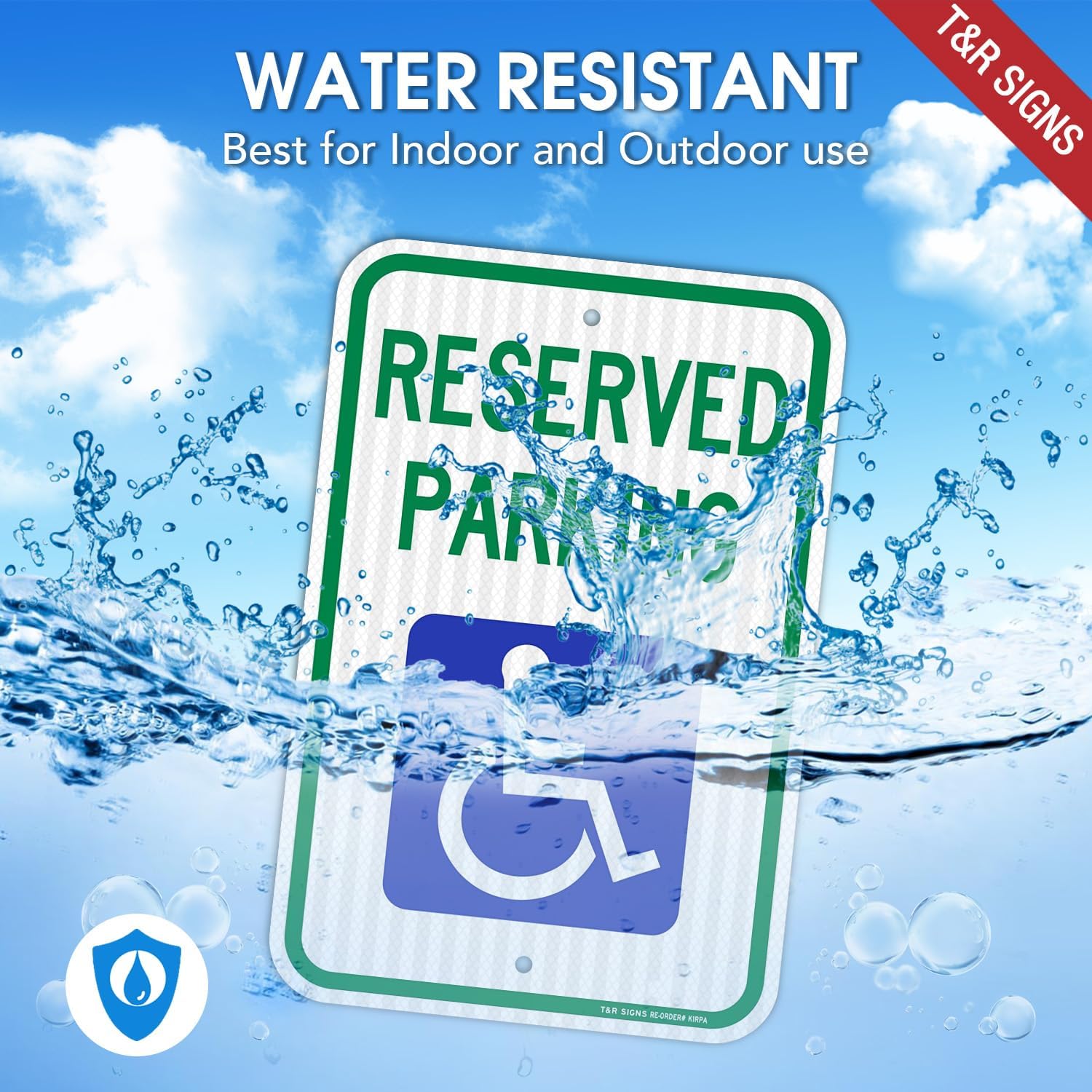 (3 Pack) Handicap Parking Sign, Reserved Parking Sign, Large 18" x 12" Engineer Grade Reflective Sheeting, Rust Free Aluminum, Weather Resistant, Waterproof, Fade Resistant, 2 Pre-drilled Holes