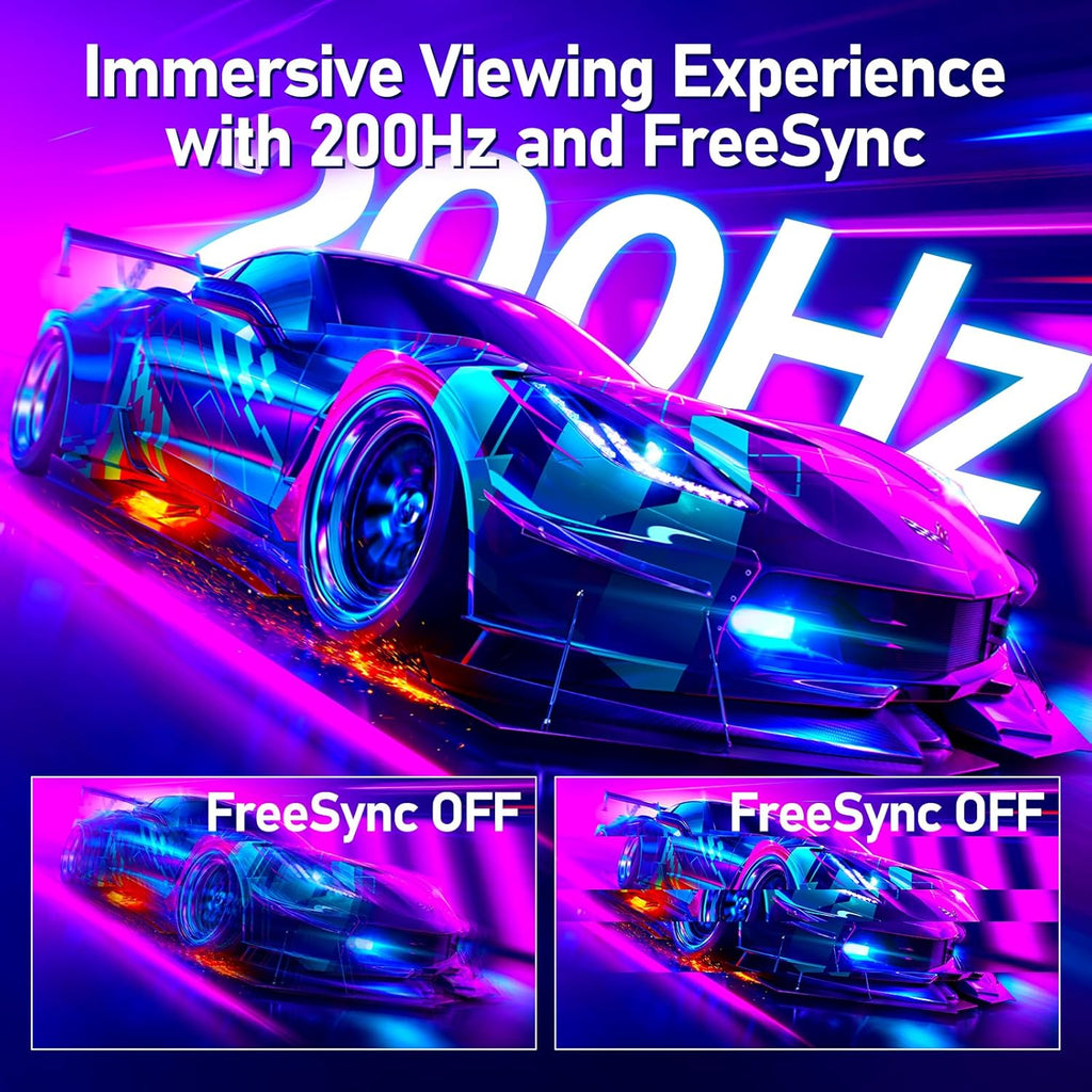 Gawfolk Gaming Monitor 24.5 Inch 200Hz Built-in Speakers, 180hz PC Monitor FHD 1080P Frameless Computer Monitors, VA,sRGB 100%, DisplayPort, HDMI, Eye Care, Wall Mount Compatible (White)