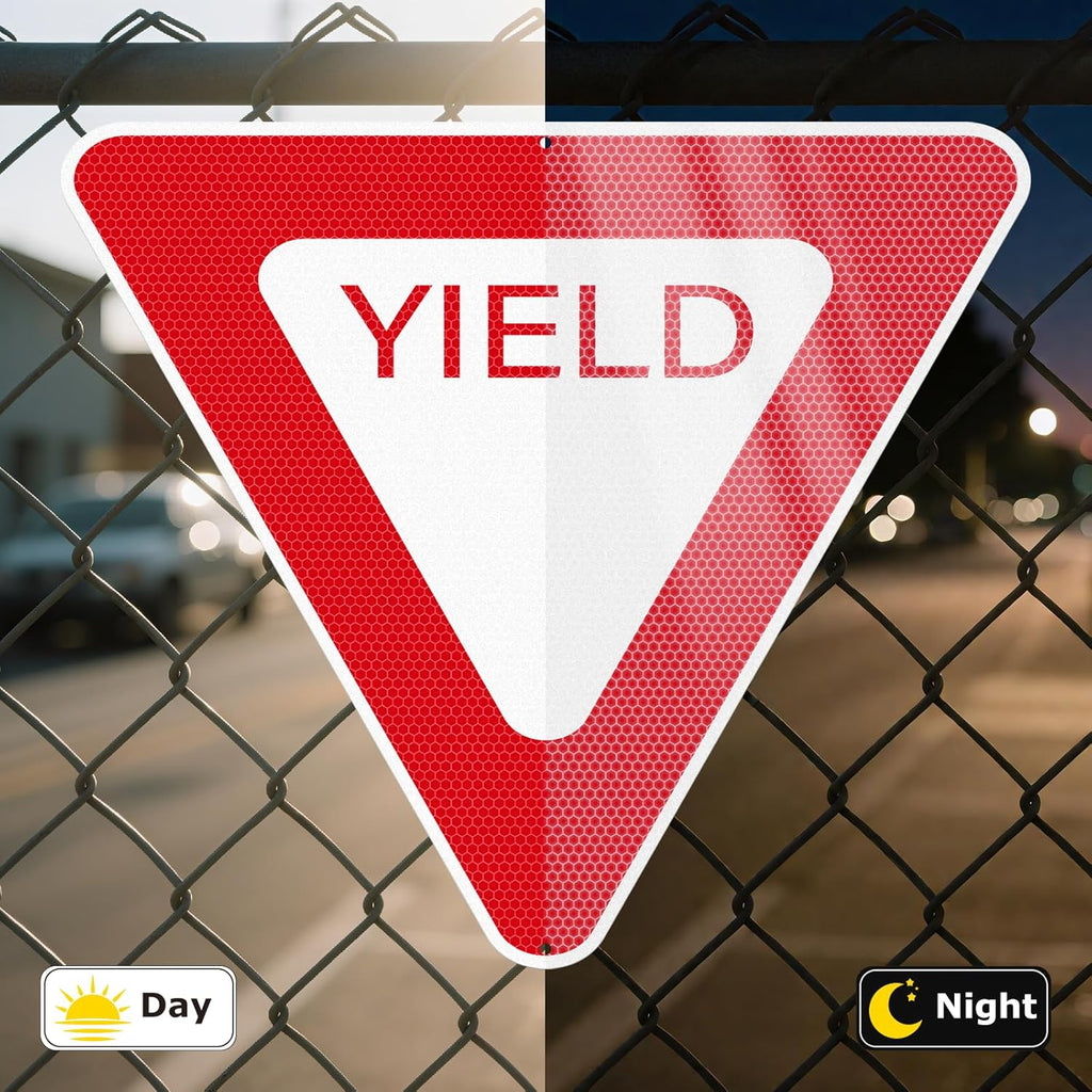 Yield Sign 30 × 30 Inch Engineer Grade Reflective Aluminum Waterproof Fade-Resistant Red Yield Safety Sign with Pre-Drilled Holes for Road Driveway Street