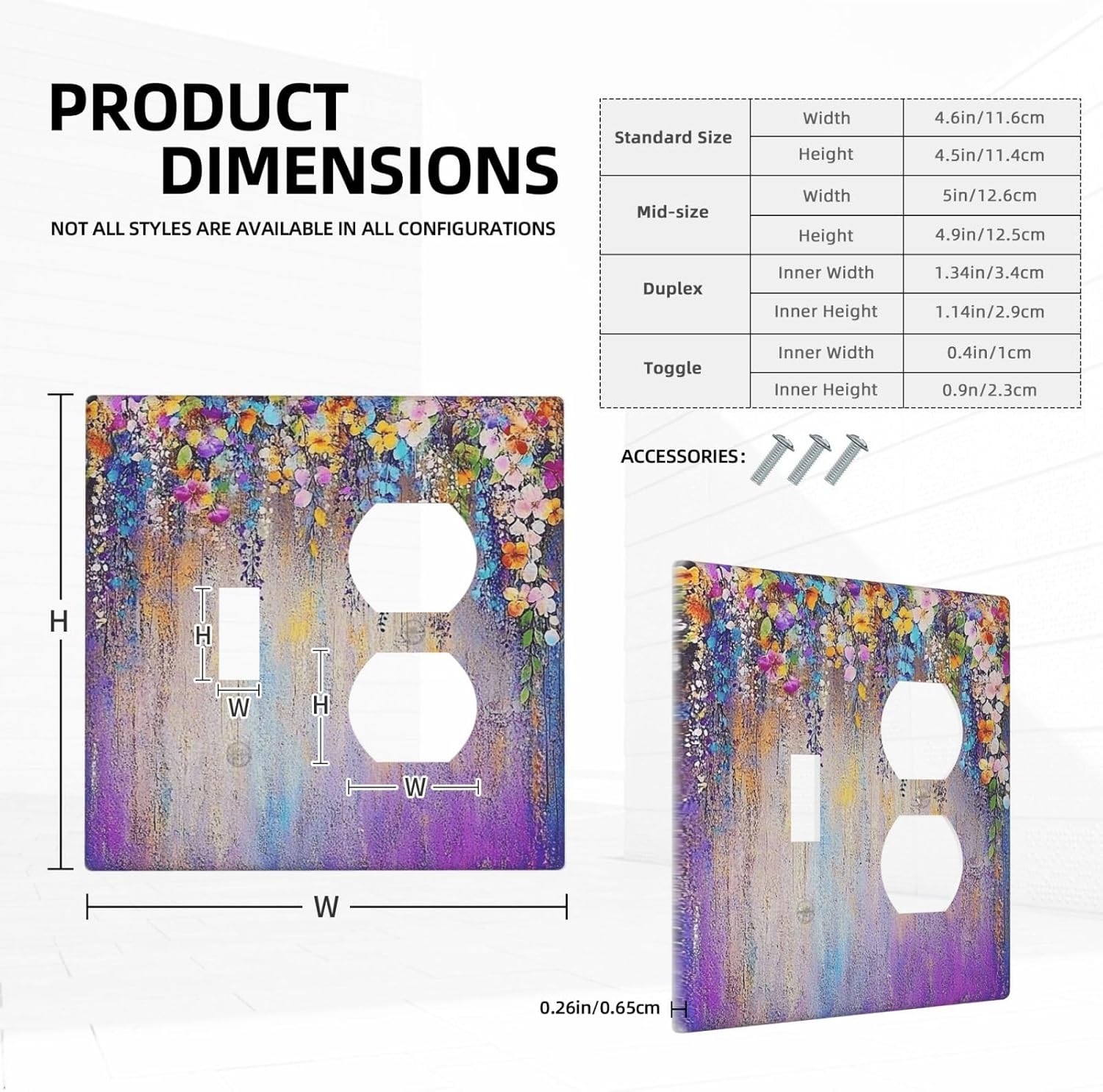 Colorful Country Flower Wildflower Floral Wallplates 1 Toggle 1 Duplex Switch Plate Electrical Gfci Faceplate Decorative Light Switch Covers For Bed Room Living Room Decor
