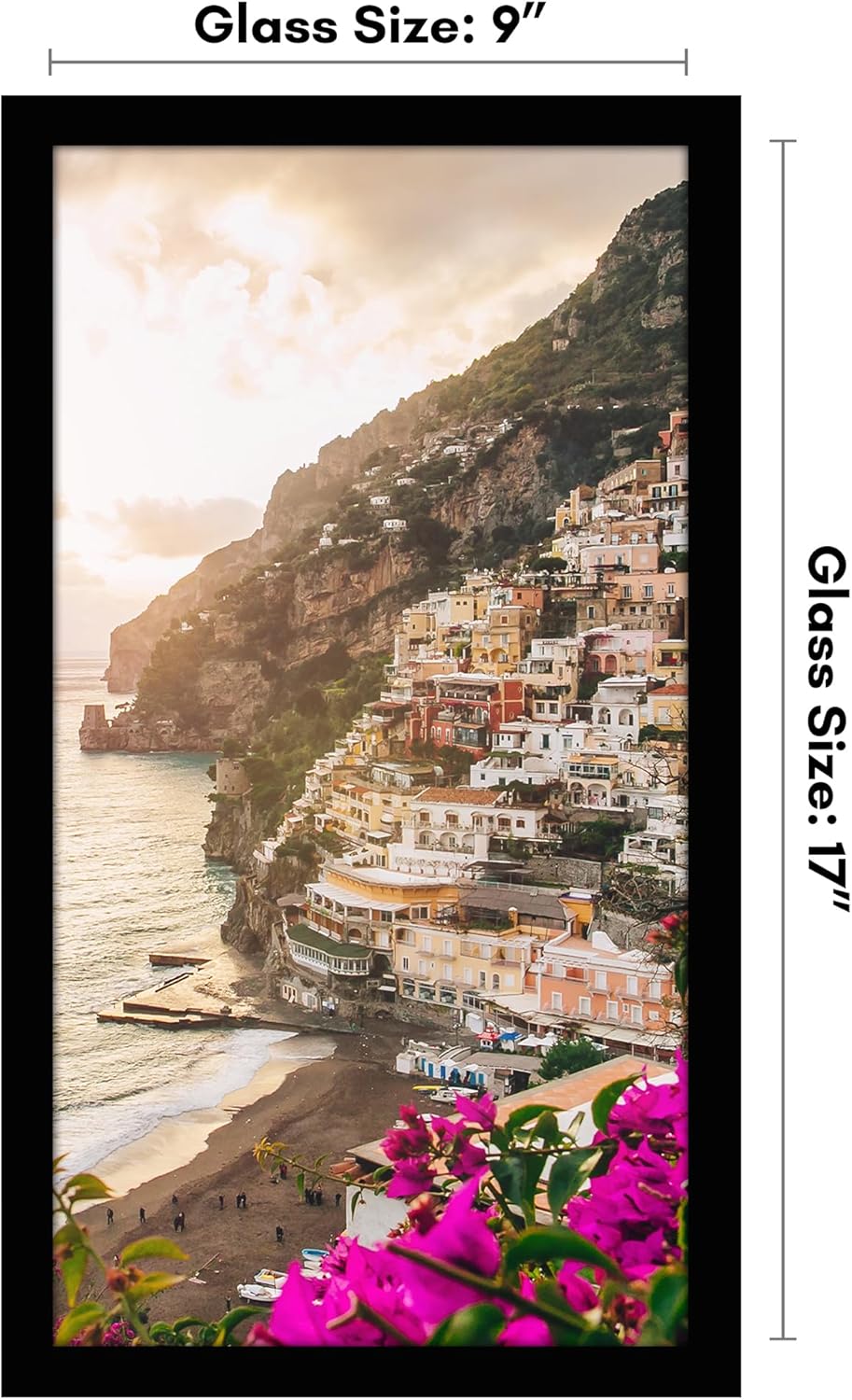 Americanflat 9x17 Picture Frame with Shatter-Resistant Glass - Signature Collection - Gallery-Style Frames Made of Engineered Wood - Photo Frame for Wall Display - Black
