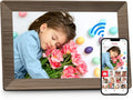 Frameo 10.1" Digital Picture Frame with 32GB Memory Wood WiFi Electronic Photo Frame 1280 x 800 IPS Touch Screen Auto-Rotate Slideshow Wall Mountable Share Photos/Video Remotely Anywhere