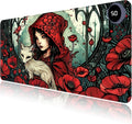 Heated Mouse Pad with 3 Levels Heated & 3 Hours Auto Shut-Off Mouse Pad for Warming Hands in Office Home, 31.5" x 13"Large Safe Desk Mat Hand Warmer，Girl White Fox