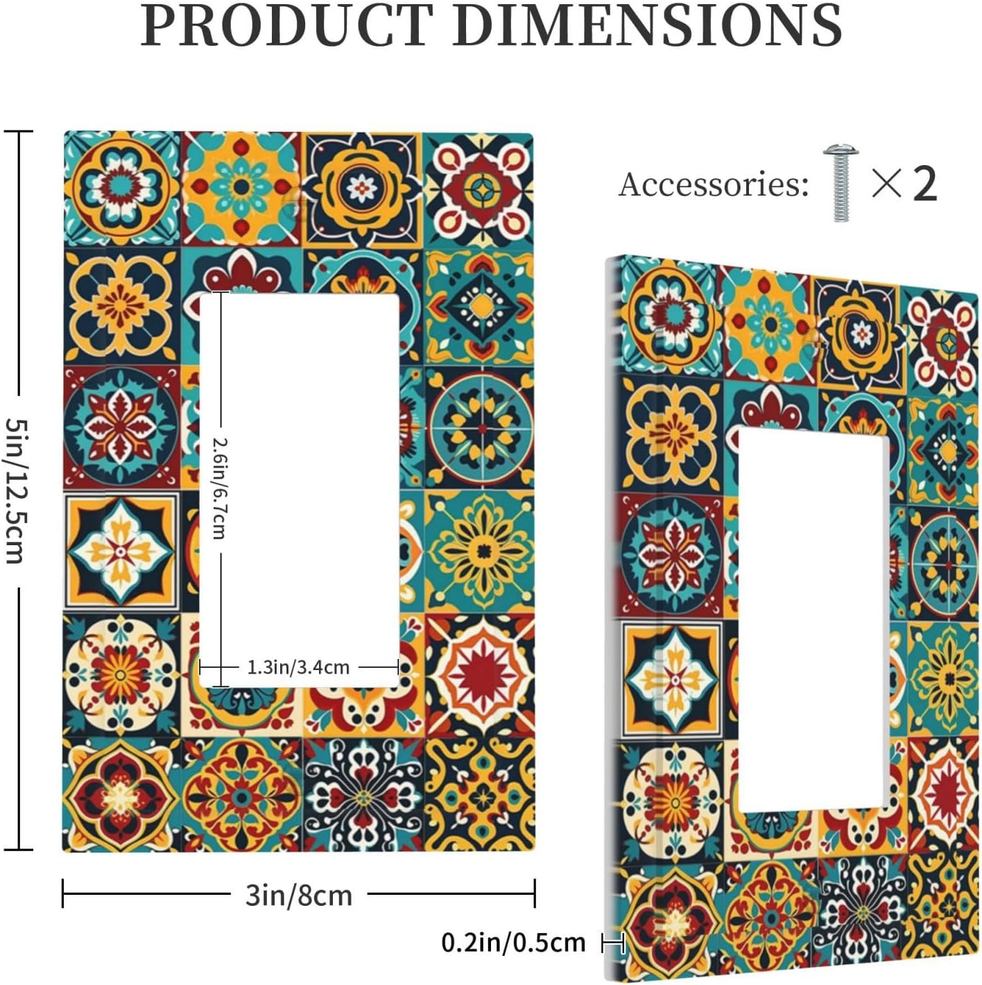 Decorative Outlet Covers Mexican Talavera Colorful Mosaic Tiles 1 Gang Single Rocker Light Switch Cover Plate Wall Plates Gfci Faceplate For Bathroom Kitchen Decor