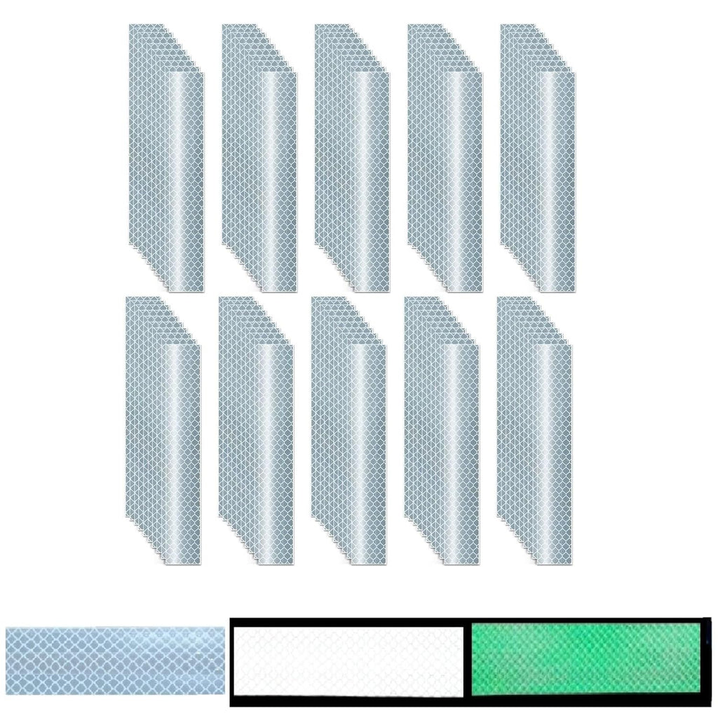 Glow in The Dark Reflective Stickers 1 inch X 6 inch for Car, High Visibility Warning Safety Reflective Strips (100 Pcs)