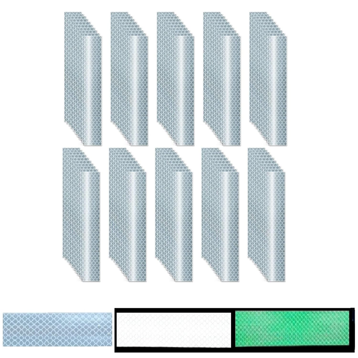 Glow in The Dark Reflective Stickers 1 inch X 6 inch for Car, High Visibility Warning Safety Reflective Strips (100 Pcs)