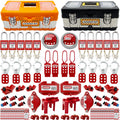 SAFBY 2-in-1 Lockout Tagout (Loto) Kits–Complete OSHA Safety Group Lock Out Hasps, Tag Out Clamp-On Circuit Breaker Lockout for Universal Multi- Pole Breaker Electrical Kits Station (2 Kits in 1)