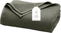BOLL & BRANCH Waffle Bed Blanket - King/Cal King, Juniper - Luxury 100% Organic Cotton - Soft, Lightweight and Breathable - Textured Waffle Weave