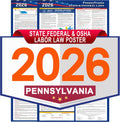 Pennsylvania Labor Law Poster Set 2026,Federal and OSHA Compliant Laminated Post,All in One Required Compliance Posting 17" x 40" English Version 2PCS - Ideal for Posting in The Workplace