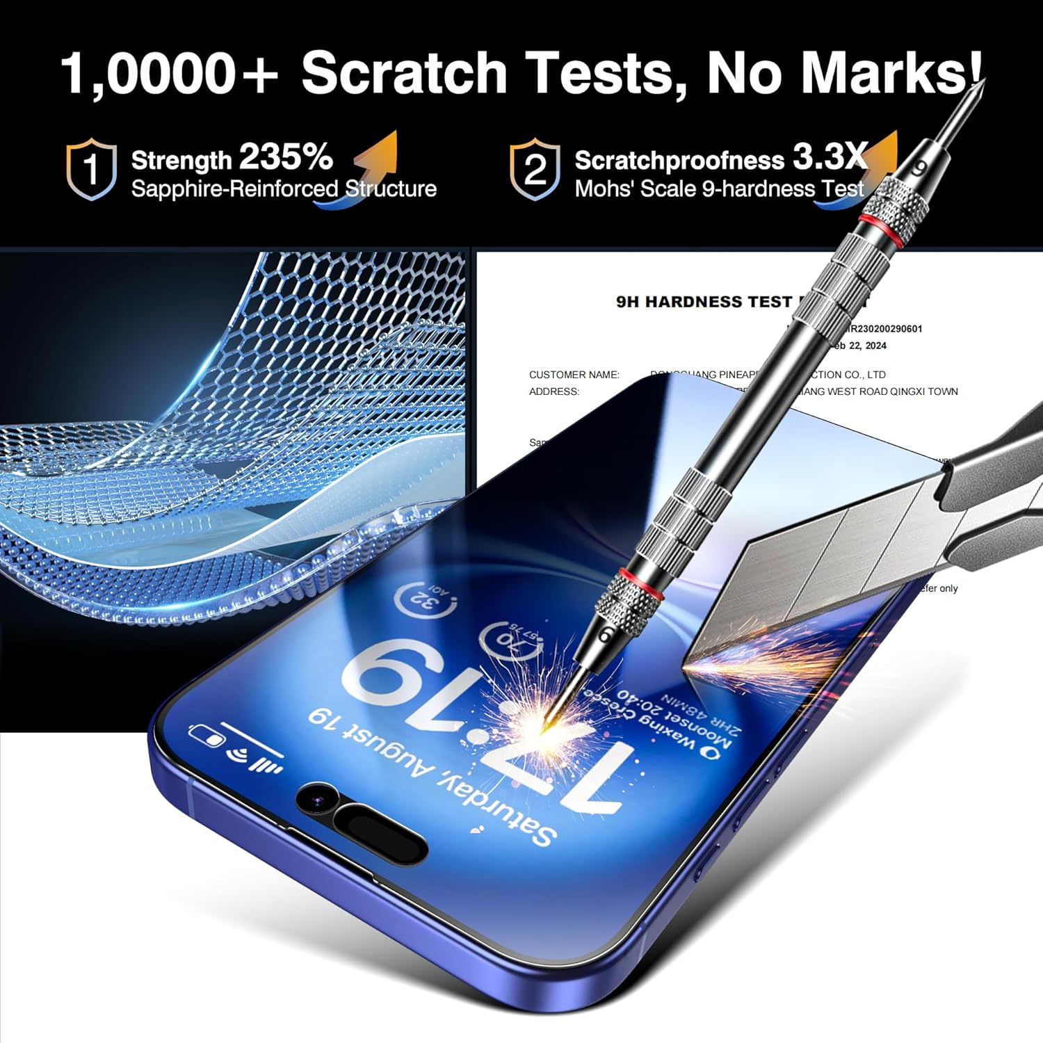 EZ-GLAZ- 4 Pack for iPhone 16 Plus Privacy Screen Protector [6.7"] With 2 Pack Camera Lens Protector, 9H+ Hardness 12FT Military Grade Shatterproof Durable Tempered Glass Film with Flawless Fit Kit