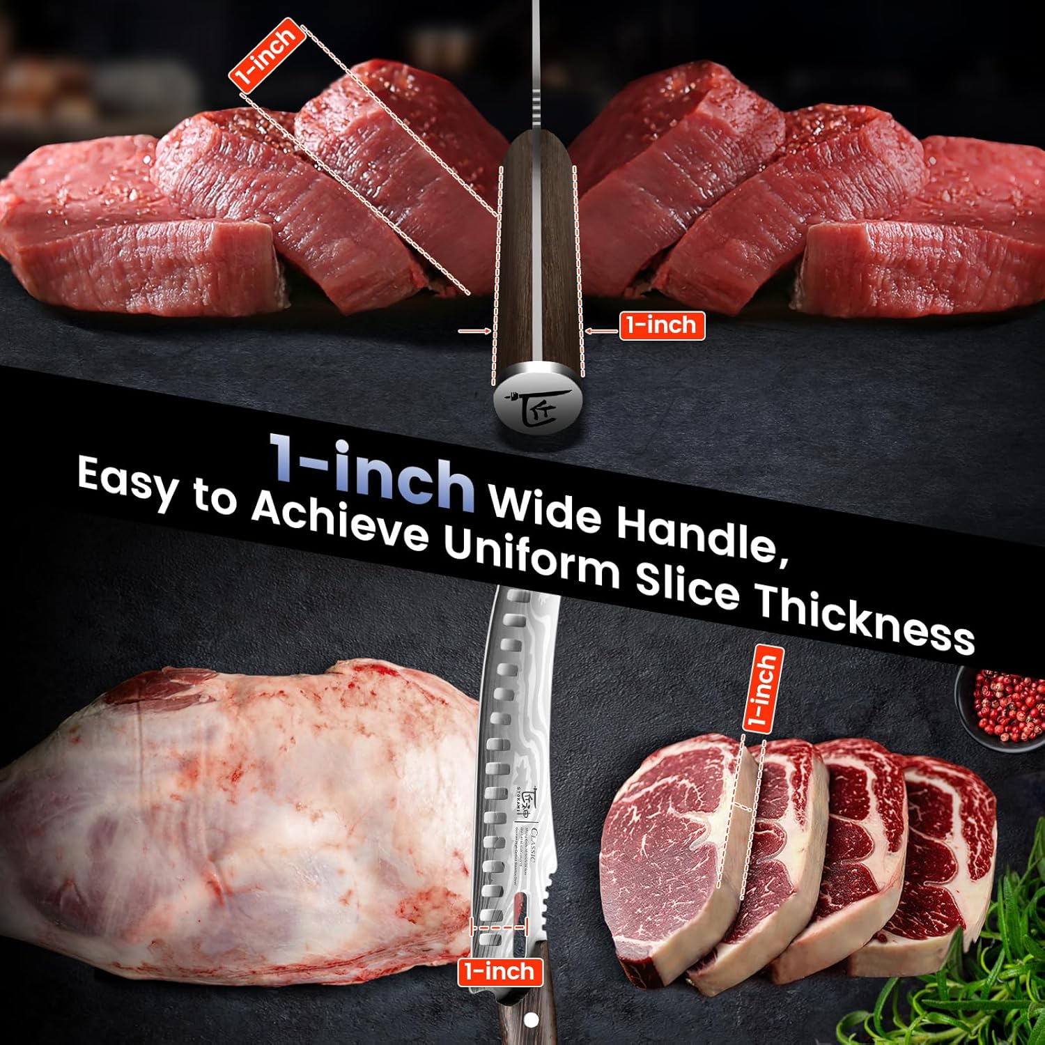 Butcher Knife Set, 3 PCS Kitchen Knives Set for Cutting, Meat Cleaver Chef Knife Set, Japanese Style High Carbon Steel Knives Set, Chopping & Slicing & Boning for Home and BBQ, Christmas gift