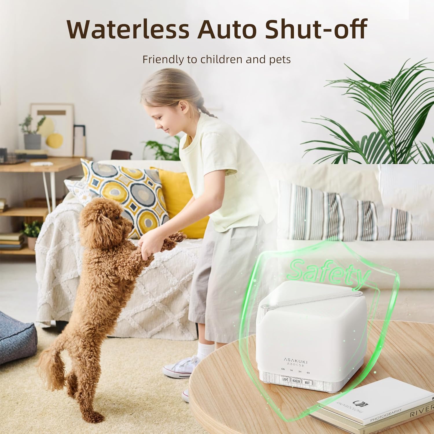ASAKUKI 700 ml Premium Essential Oil Diffuser, 5 in 1 Ultrasonic Aromatherapy Fragrant Oil Vaporizer Humidifier, Timer and Auto-Off Safety Switch, 7 LED Light Colors