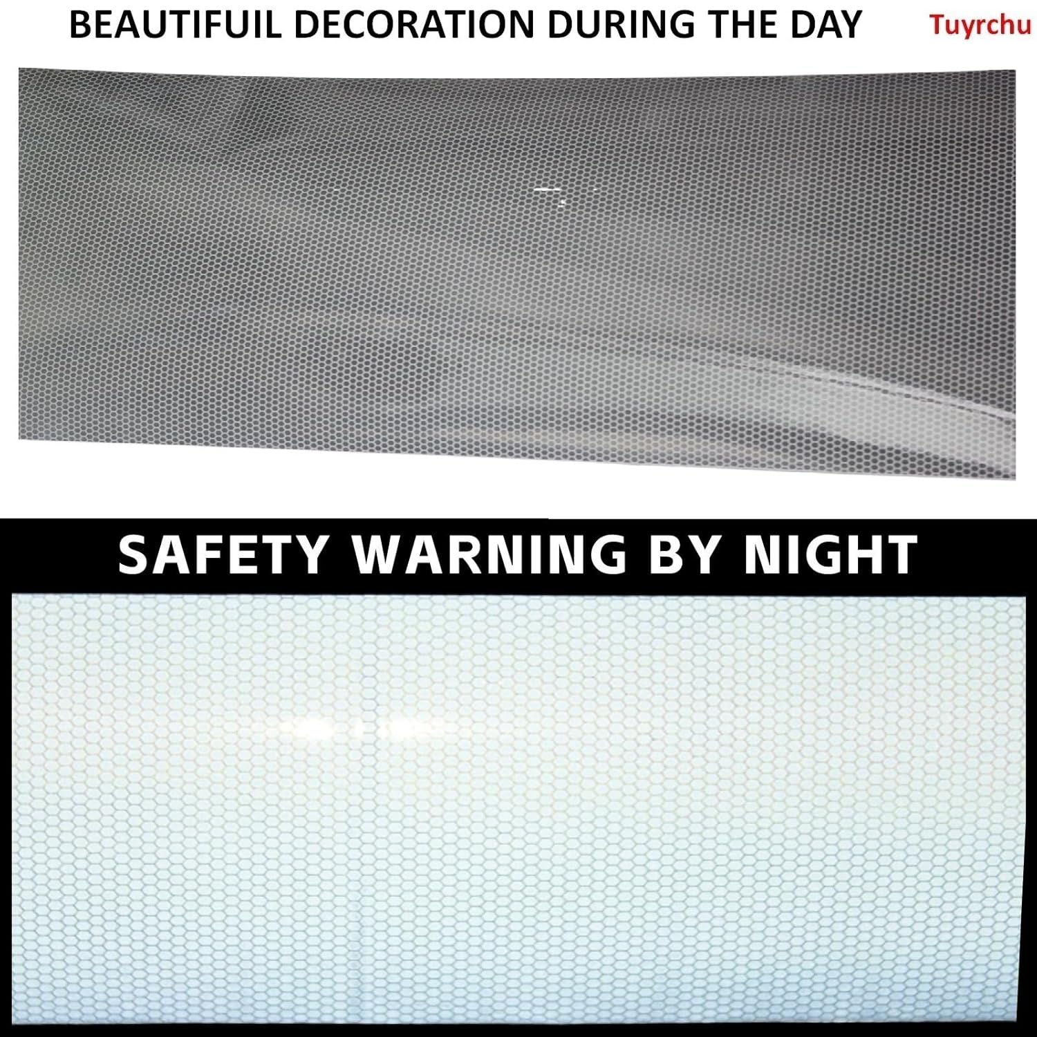 Non Fading Silver Reflective Tape 12 inch Wide, Outdoor Waterproof Safety Adhesive Stickers, High Visibility Industrial Marking Tape (11 feet)