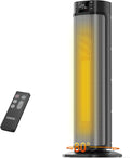 Space Heater, 24" Electric Heaters for Indoor Use, 1500W PTC Ceramic Heater for Office with Remote, Thermostat, 3 Modes, 35dB Quiet, 12H Timer Portable Heater for Bedroom Home Large Rooms Silver