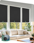 Yoolax Motorized Blinds with Remote, Blackout Smart Blinds for Windows Motorized Waterproof Roller Shades, Automatic Window Shades Work with Alexa Custom Size (Blackout-Vinyl Dark Gray)