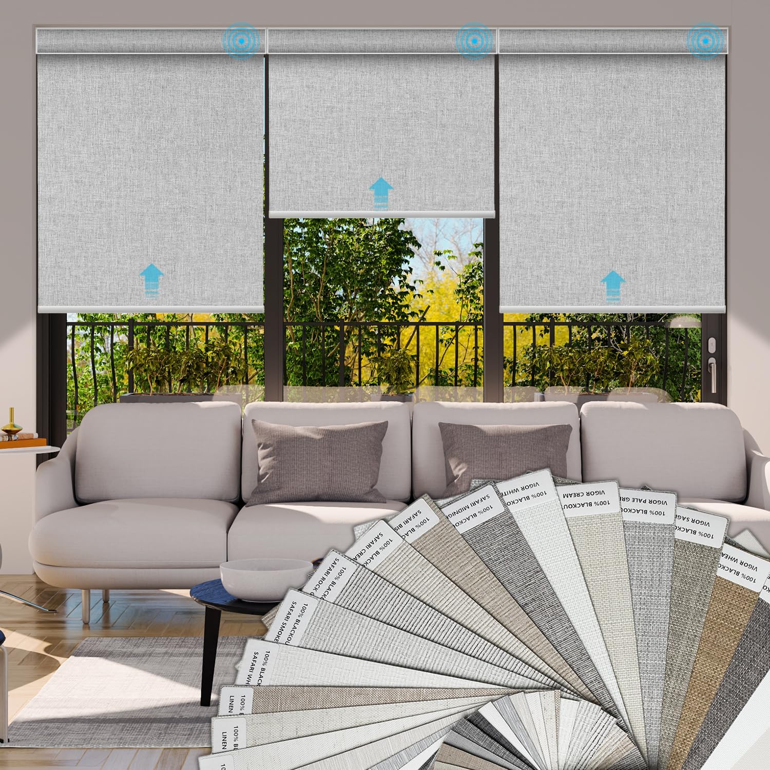 SmartWings Fabric Samples for Motorized Blackout Shades Blinds Fabric Sample (30 Colors), Custom Size, Rechargeable Battery, Works with Matter/Apple HomeKit, Alexa, Thread/Zigbee, Remote Optional