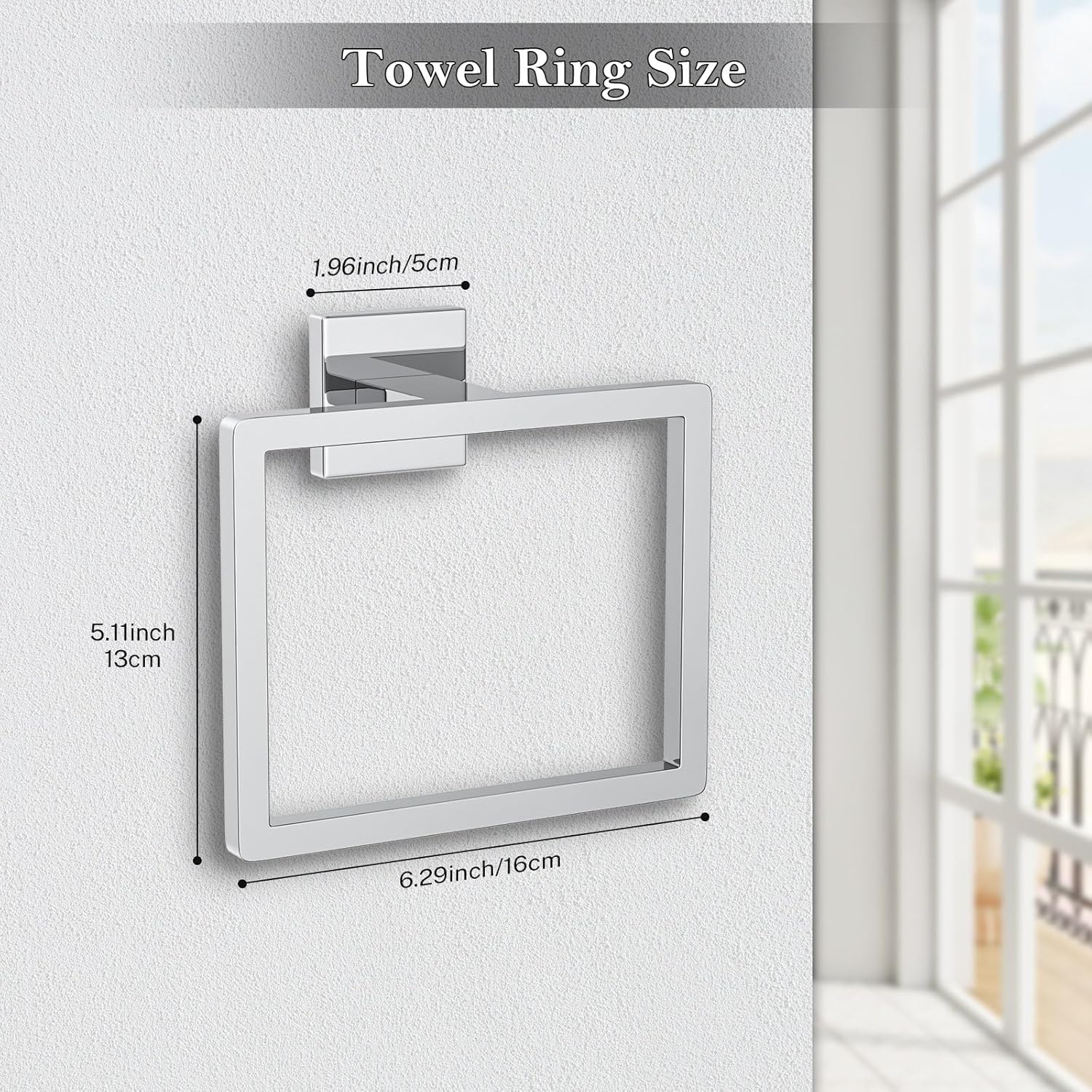 2-Piece Polished Chrome Towel Ring,Hand Towel Holder,Modern Towel Holder Stainless Steel Towel Rack Wall-Mounted Bathroom Towel Hanger