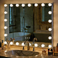 THEKLA 24 x 32 Inch Hollywood Light Vanity Mirror with 24 Bulbs Adjustable 3 Color Lights 32" Vanity Lighted Mirror for Bathroom Bedroom Wall Vanity Makeup Table Mirrors with Lights Base X10 Magnifier