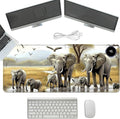 Heated Mouse Pad with 3 Temperature Settings(104°F–122°F),Large 31.5x13 Inch PU Leather Heated Desk Mat,Waterproof Warming Pad for Office,Gaming & Cold Hands Relief,Elephant Herd