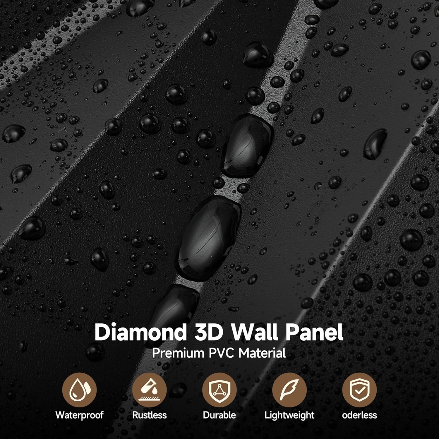 INMOZATA 3D Wall Panels for Interior Wall Decor, 33 Pack 12 x 12 Inch Decorative Wall Panels Diamond 3D Textured Accent Panel for TV, Gaming Living Room, Bedroom Background(Black)