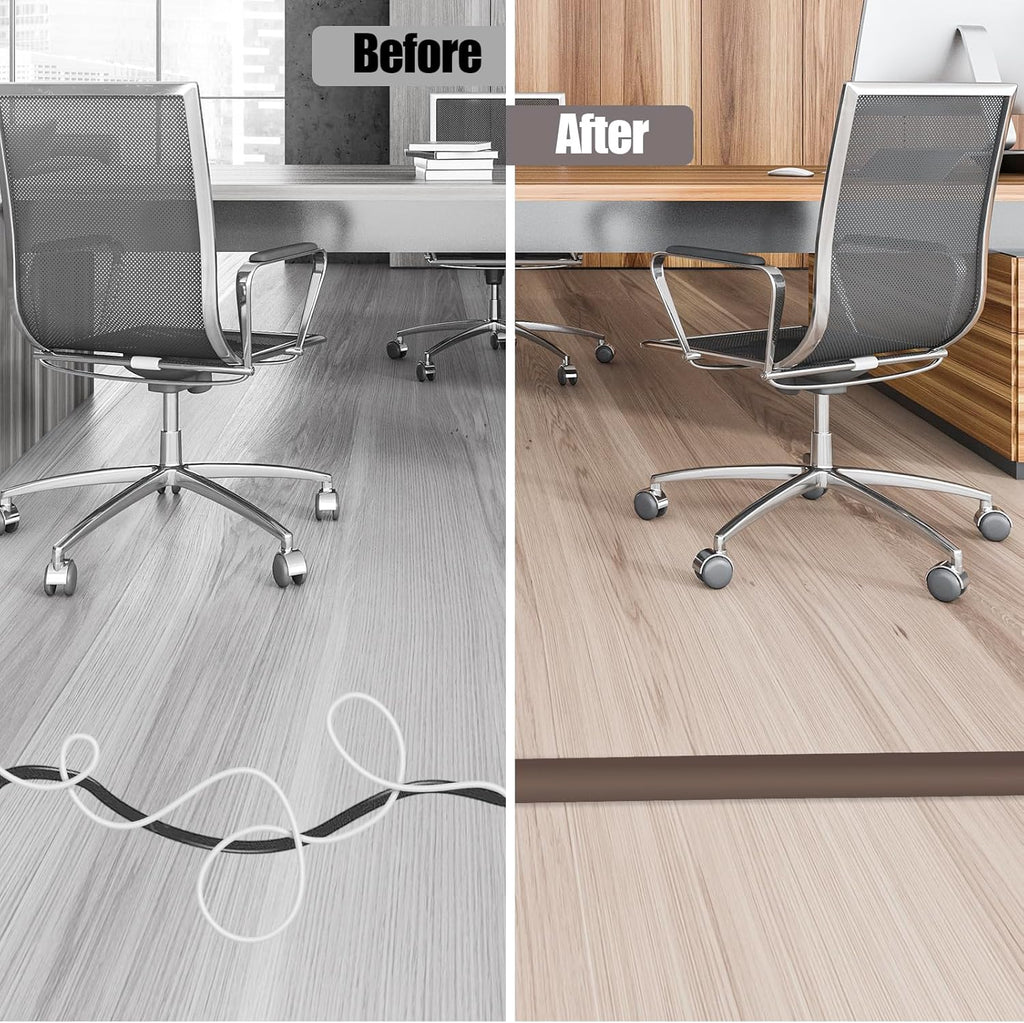 Floor Cord Cover Cable Cavity Self Adhesive Cord Hider Floor Floor Cable Management Power Cord Protector Floor Electric Cord Covers for Offices, Gym, Exhibitions (CoffeeBrown, 2.36" x 10')