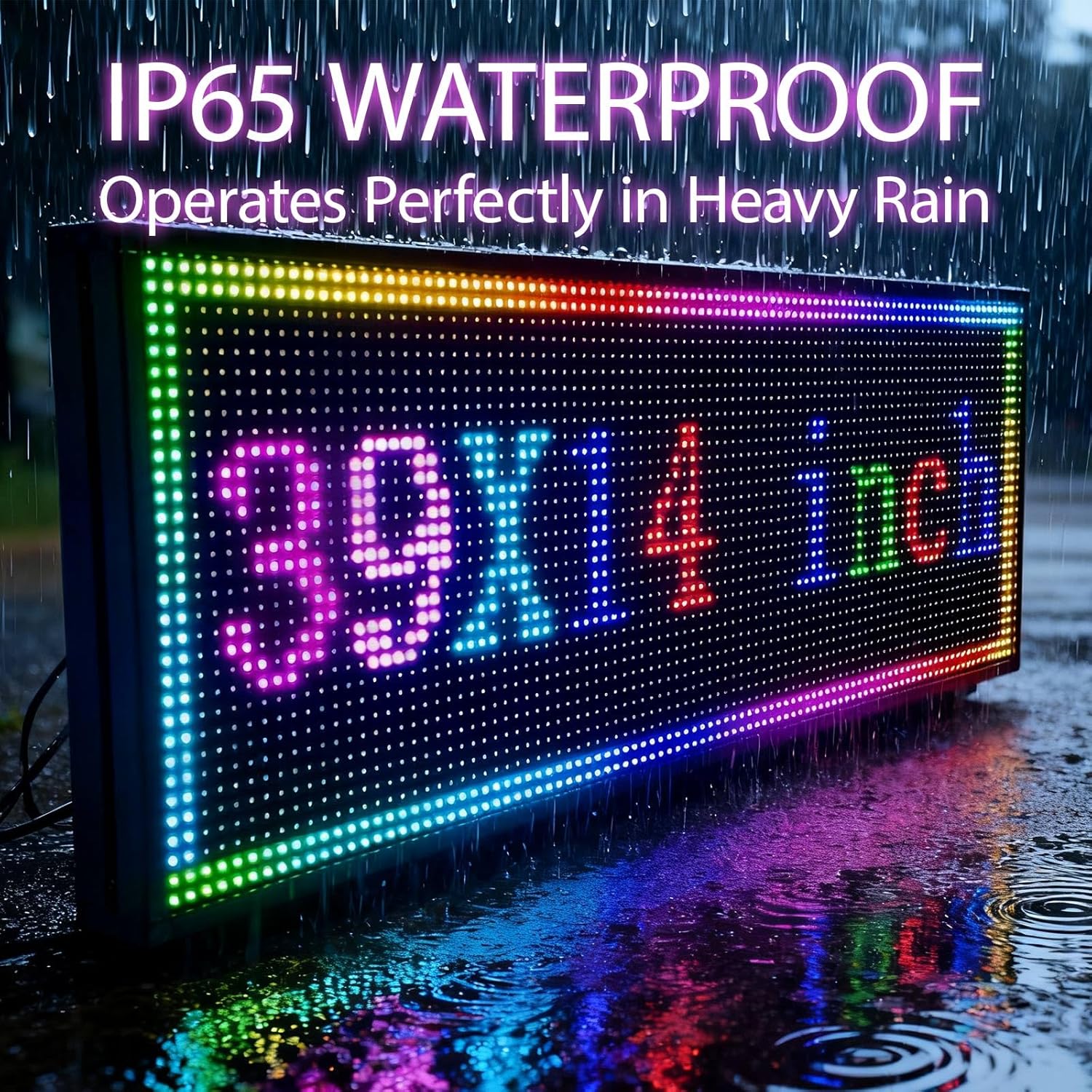Programmable Led Sign With Full Color Display - Energy Saving and Waterproof Led Message Board for Schools, Shops, and Businesses, Supports wifi Connection,39"x14"