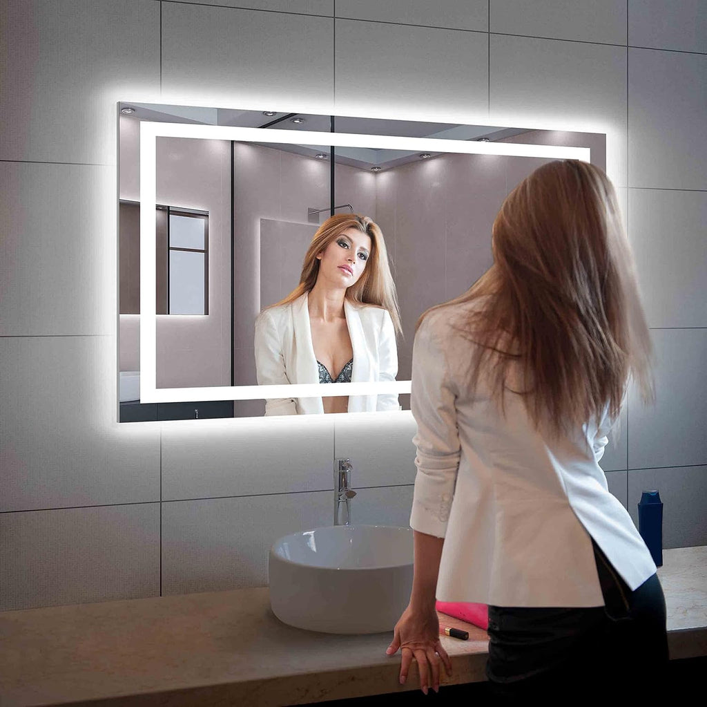 Blossom 48X30 LED Bathroom Mirror with Lights, Anti-Fog, Dimmable, Backlit & Front Lit, Lighted Bathroom Vanity Mirror for Wall, Memory Function, Waterproof, Tempered Glass, Smart Vanity Makeup Mirror