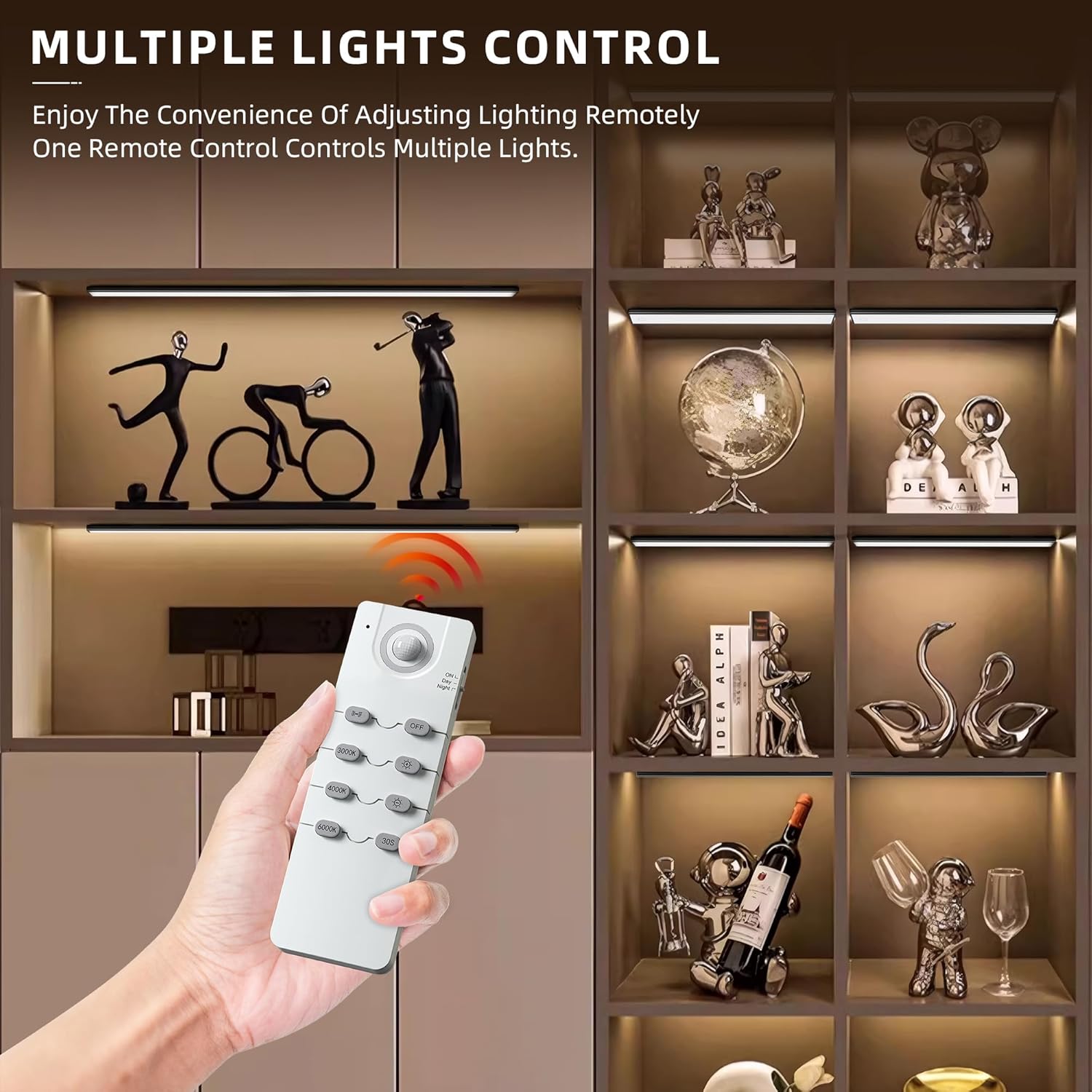 Under Cabinet Lighting,204 LED Wireless Motion Sensor Light Indoor, Rechargeable Closet Lights Battery Operated,Dimmable & 3 Color Temps,Magnetic Under Counter Lights for Kitchen, Closet (60CM,5Pack)