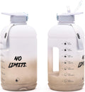 H2O Capsule INSPO Gallon Water Bottle with Time Marker and Straw Motivational Hydration Tracker Jug Big BPA-Free Food-Safe Leakproof Drinking Bottle with Handle & Strap, Rocky Shore