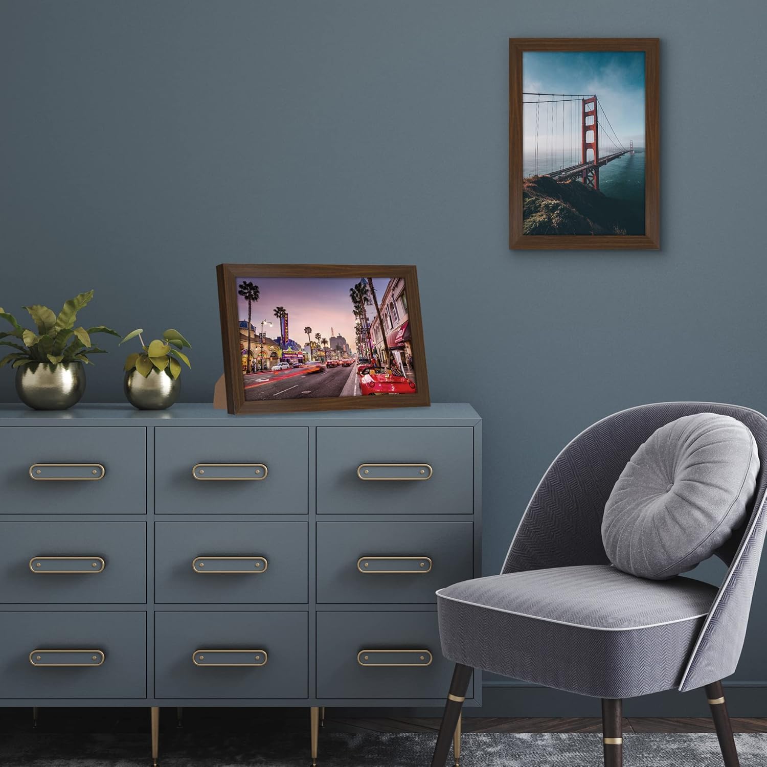 Americanflat 8x12 Picture Frame with Shatter-Resistant Glass - Signature Collection - Gallery-Style Frames Made of Engineered Wood - Photo Frame for Tabletop and Wall Display - Walnut