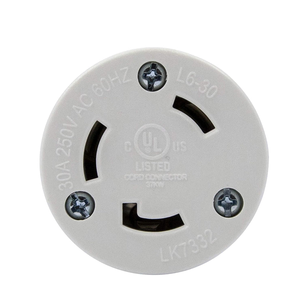 ENERLITES NEMA L6-30R Locking Connector for Generator, Twist Lock Female Plug, 30 Amp, 250 Volt, 2 Pole, 3 Wire Grounding, Industrial Grade, UL Listed, 66462-BK, Black