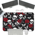 Heated Mouse Pad with 3 Temperature Settings(104°F–122°F),Large 24x14.2 Inch PU Leather Heated Desk Mat,Waterproof Warming Pad for Office,Gaming & Cold Hands Relief,Skeleton Skull Rose