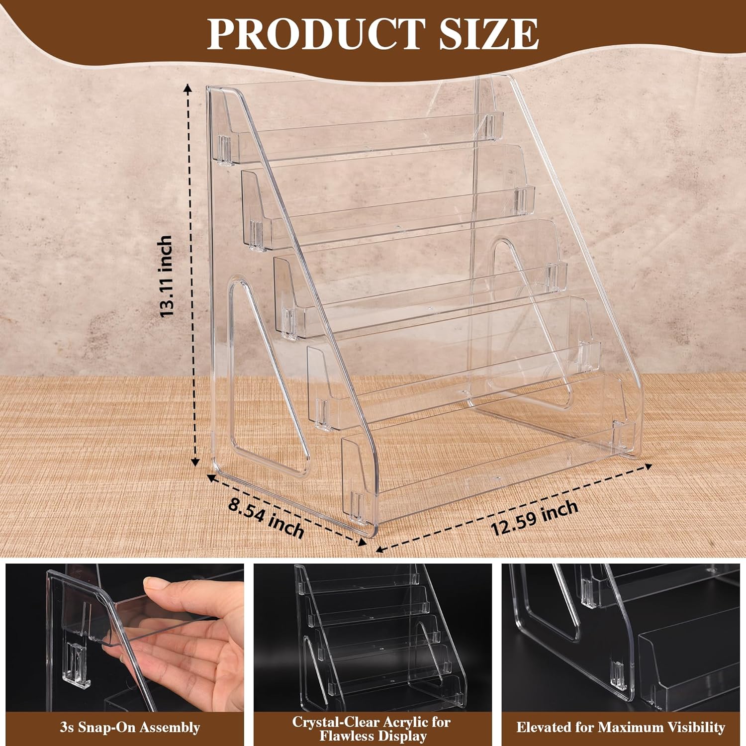2 Pack Elevated 5 Tier Clear Acrylic Card Display Stand for Trading Cards, Sports Cards, Greeting Cards, Stickers – Slanted Holder for PSA Slabs, Vendors, Collectors & Retail (5 Tier 2 Pack)