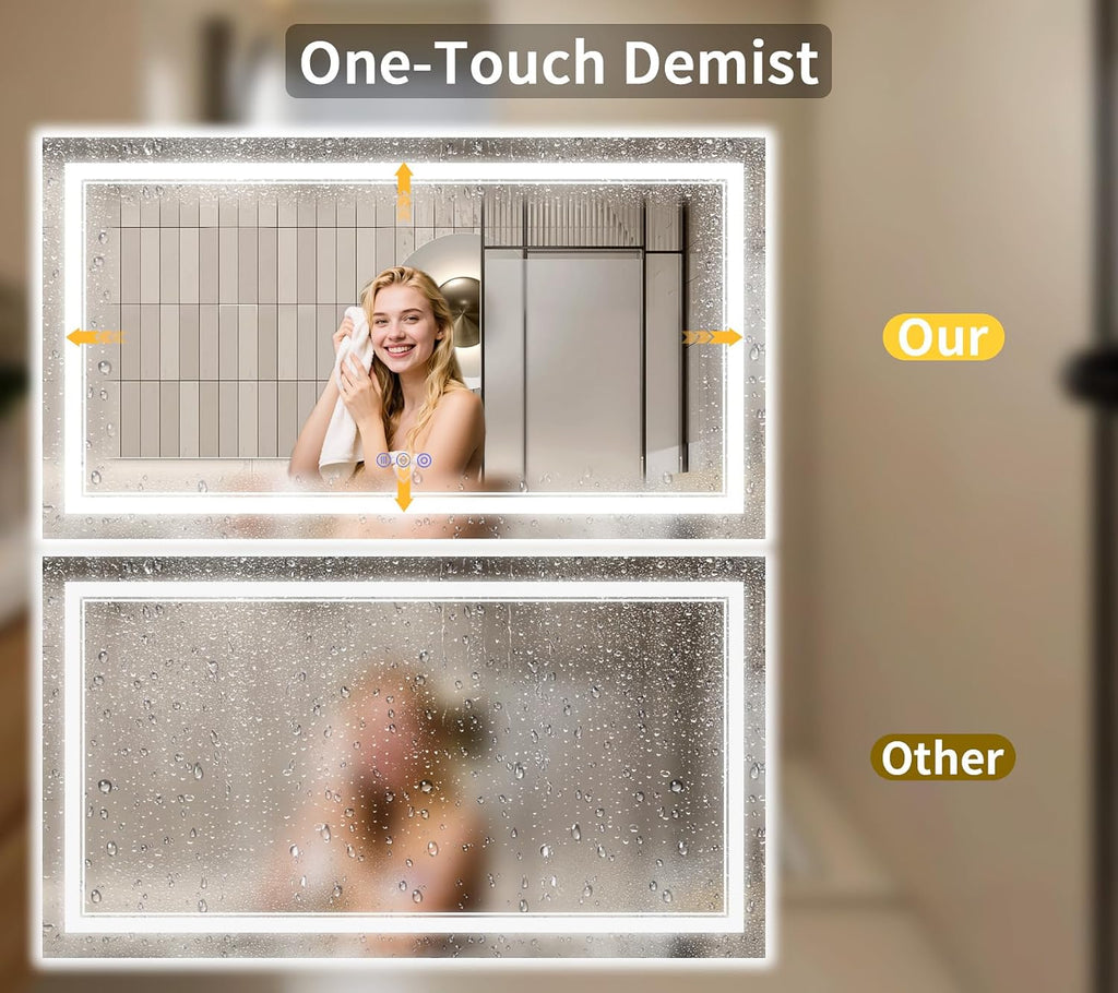 36"x72" LED Bathroom Mirror with Lights, Anti-Fog, Backlit + Front Lit, Dimmable, Led Vanity Mirror for Wall, Lighted Bathroom Mirror, 3 Colors, Shatter-Proof Tempered Glass