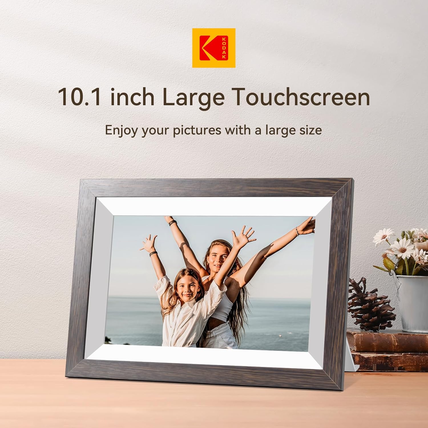 KODAK Digital Picture Frame with WiFi 10.1 inch 1280x800 IPS HD Touch Screen, 32GB Storage Auto-Rotate Wall Mountable Easy Share Photos or Videos, Christmas Birthday for Women