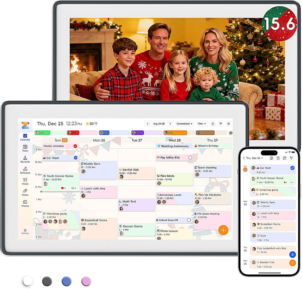 Westsee 15.6" Digital Wall Calendar Frame – Interactive Touchscreen Eletronic Calendars, Smart Family Planner for Schedule, Photo Display, Meals, Chore Chart & Tasks, Wall & Desk Mountable (Dark Gray)