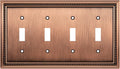 Henne Bery Sunken Pearls Heavy Duty Decorative Wall Plate Switch Plate Outlet Cover (Quad Toggle, Antique Copper)
