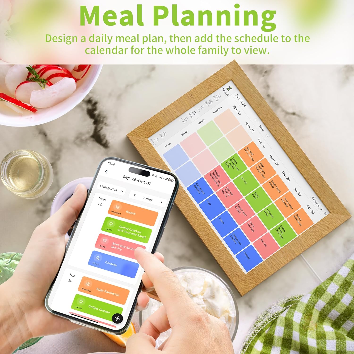 Calycal 10.1" Wall Planner Digital Calendar - Schedule Management, Chore Chart, Meal Planner, To Do List, and Digital Photo Frame,Smart Touchscreen Interactive Display, Perfectly Matches Home Decor