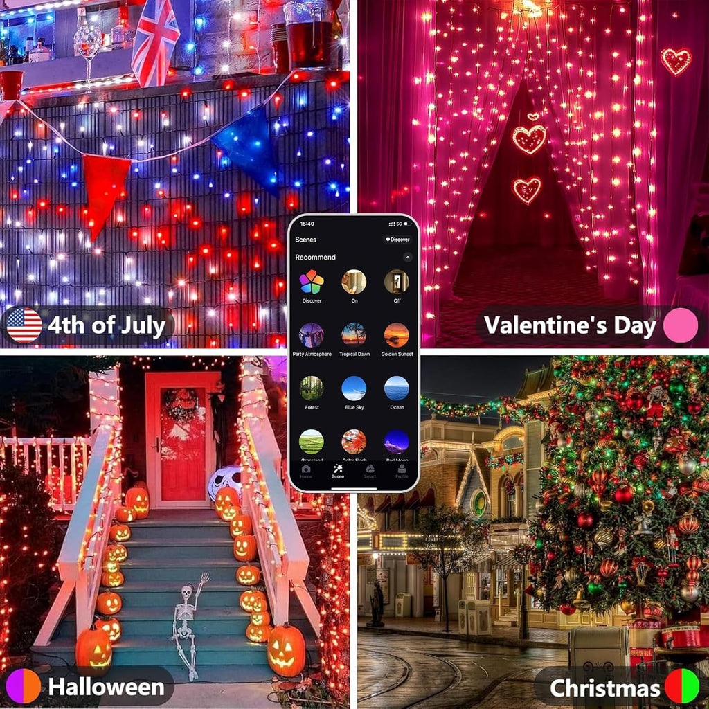YIQU Smart Color Changing Christmas Lights, 66 FT 200 LED RGB String Lights with Remote App Control and Timer, Music Sync Multiple Modes Twinkle Mini Light Waterproof Indoor Outdoor