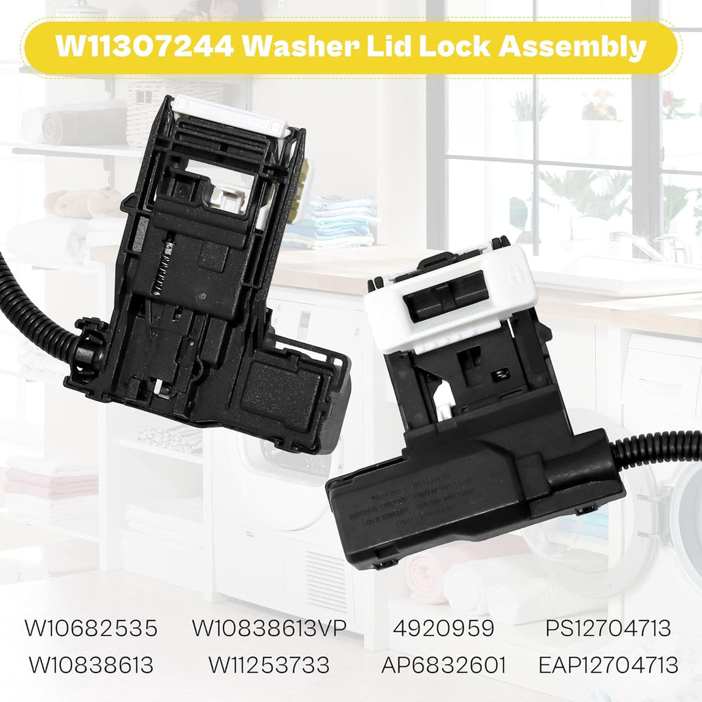 WTW5000DW1 WTW5000DW2 WTW5000DW3 Washer Lid Lock for Whirl-pool,May-tag,Ken-more Washer,W11307244 W10682535 Washer Lid Lock Assembly with W10837741 Washer Lid Strik by TOMOON
