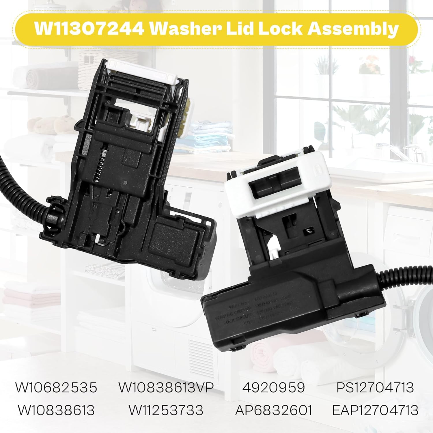 WTW5000DW1 WTW5000DW2 WTW5000DW3 Washer Lid Lock for Whirl-pool,May-tag,Ken-more Washer,W11307244 W10682535 Washer Lid Lock Assembly with W10837741 Washer Lid Strik by TOMOON